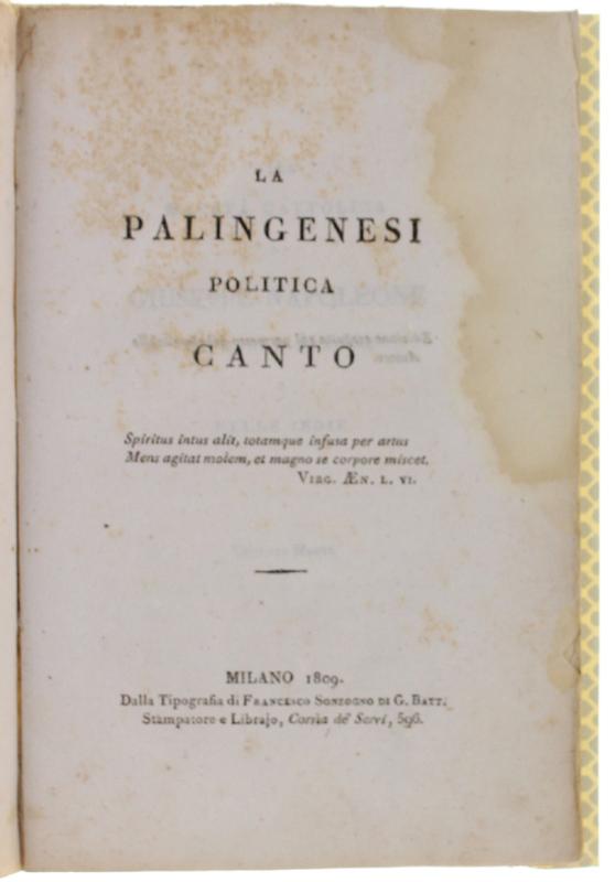 Abebooks LA PALINGENESI POLITICA - Canto.: