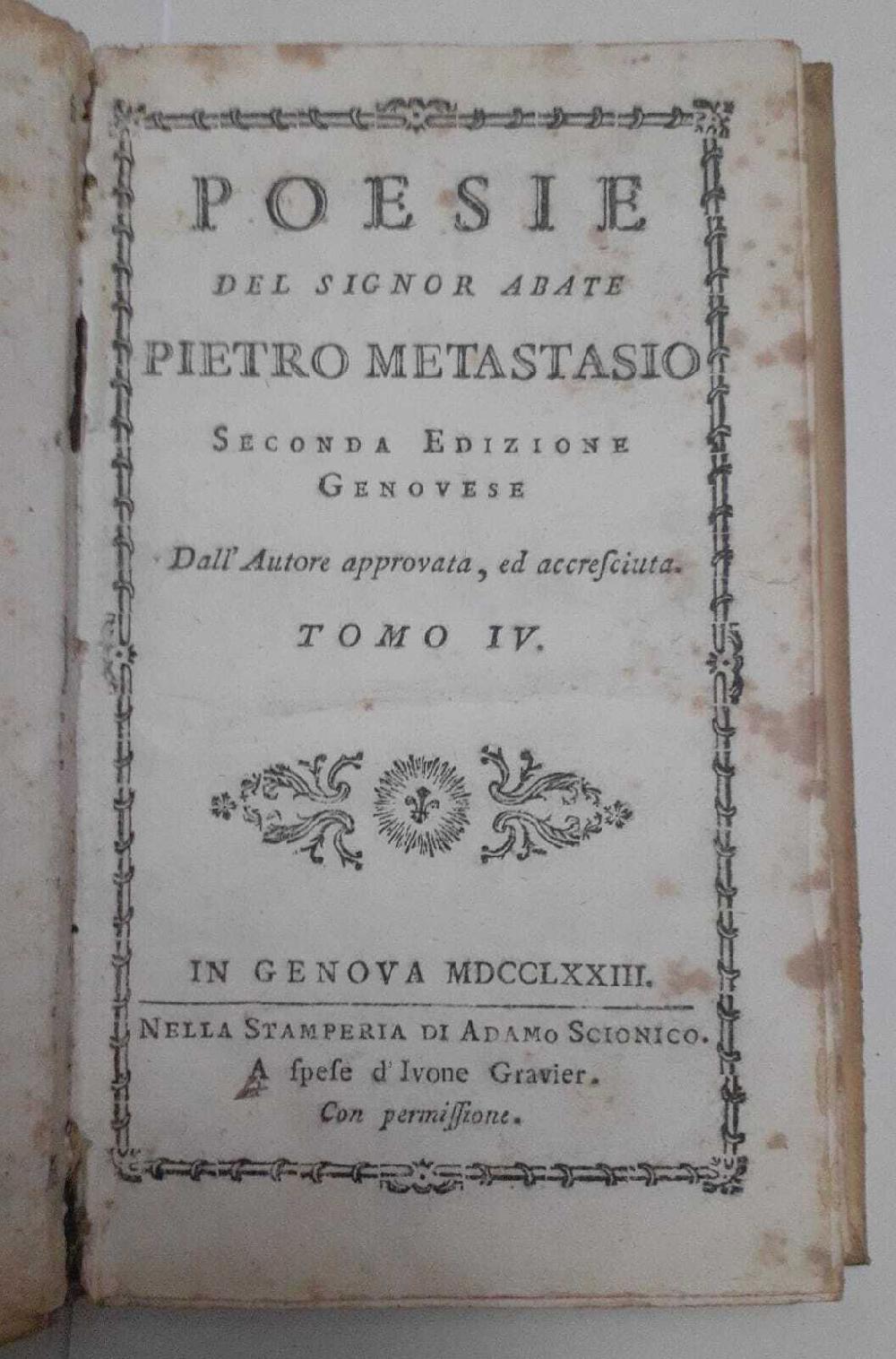 Abebooks Poesie del signor Abate. Tomo IV