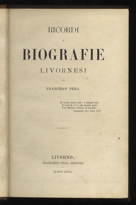 Abebooks Ricordi e biografie livornesi [.]