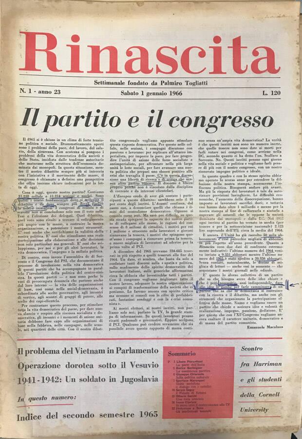 Abebooks Rinascita ( anno 23 - 1966)