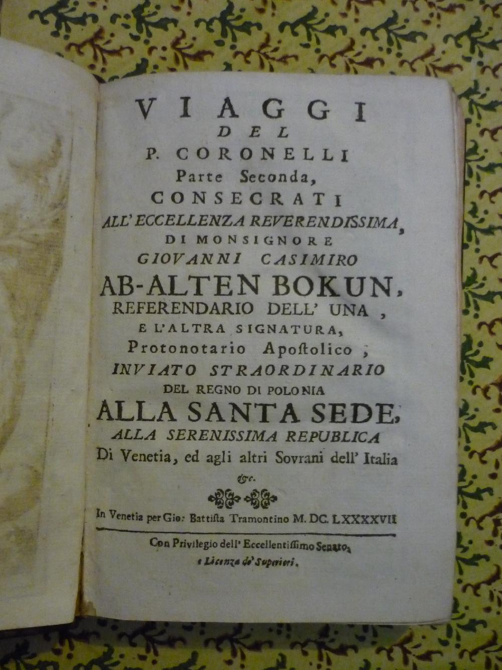 Abebooks Viaggi del P. Coronelli Parte Seconda