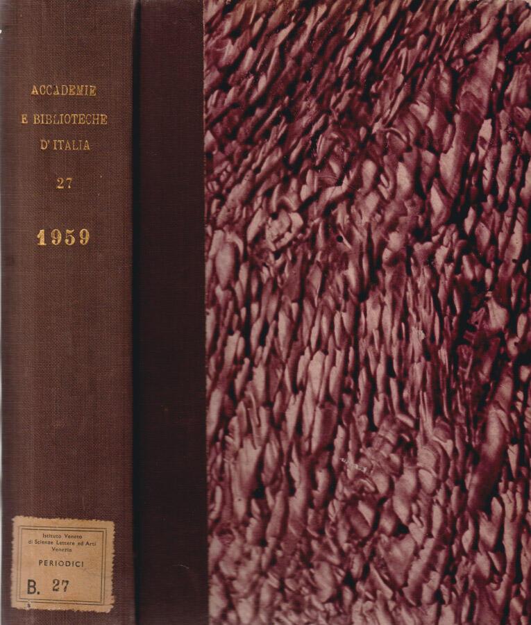 Abebooks Accademie e Biblioteche d'Italia Anno XXVII - 1959 (10° Nuova Serie)