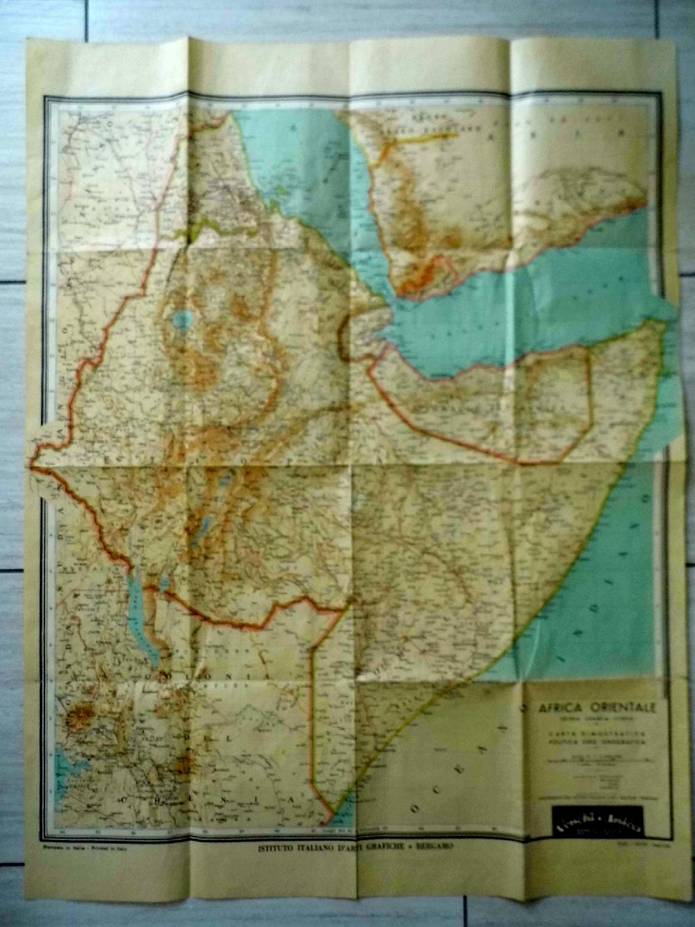 Abebooks AFRICA ORIENTALE ERITREA - SOMALIA - ETIOPIA CARTA DIMOSTRATIVA POLITICA ORO - IDROGRAFICA