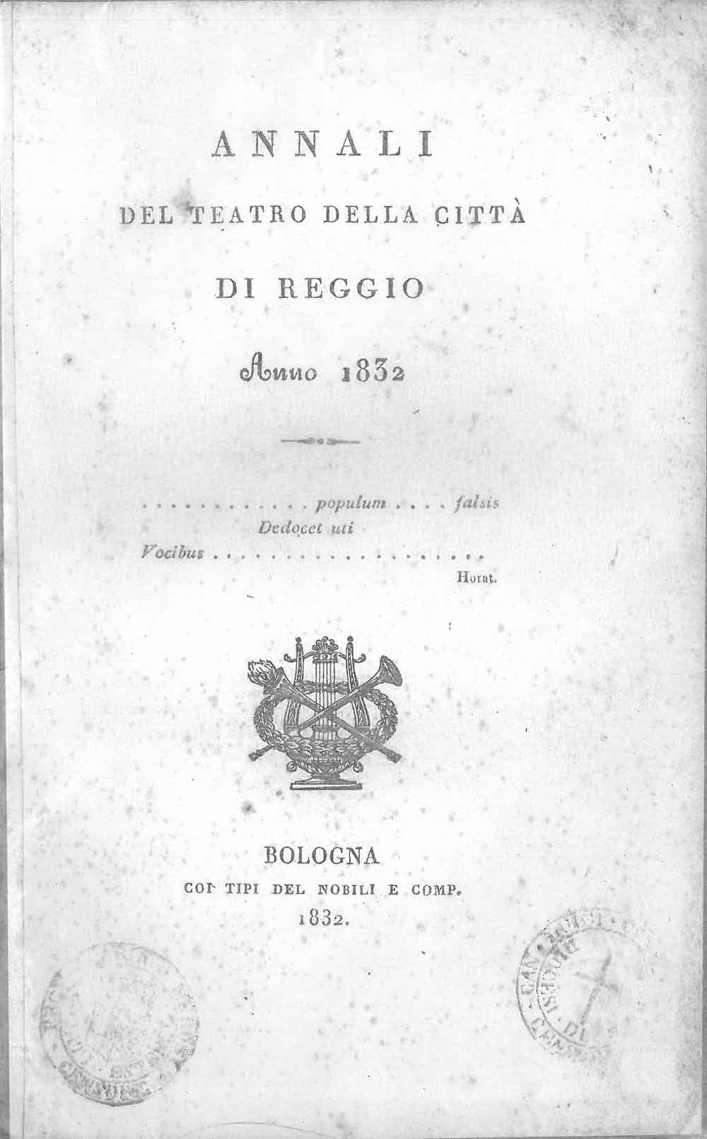 Abebooks Annali del teatro della città di Reggio 1832