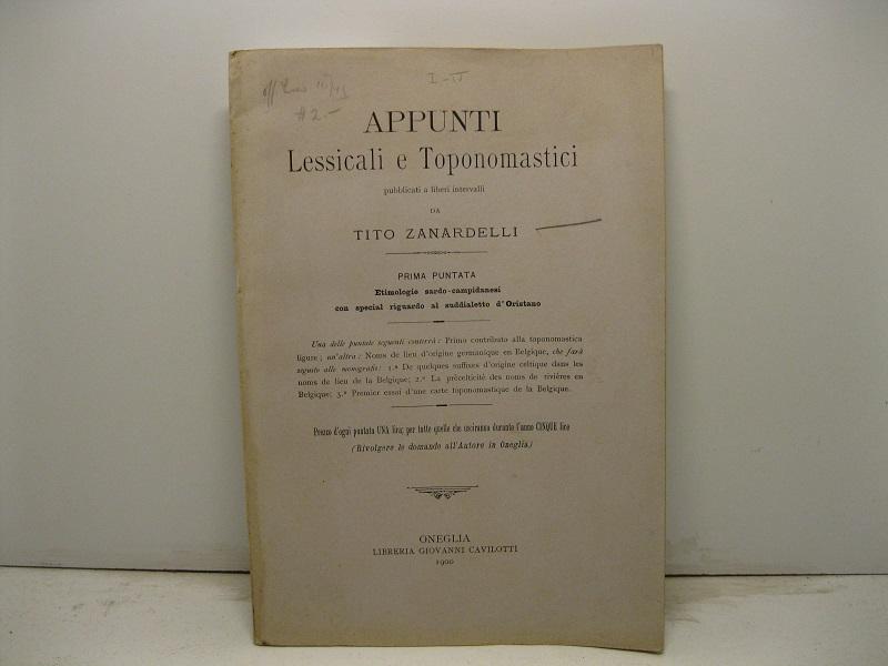 Abebooks Appunti Lessicali E Toponomastici. Prima Puntata (-IV Puntata)