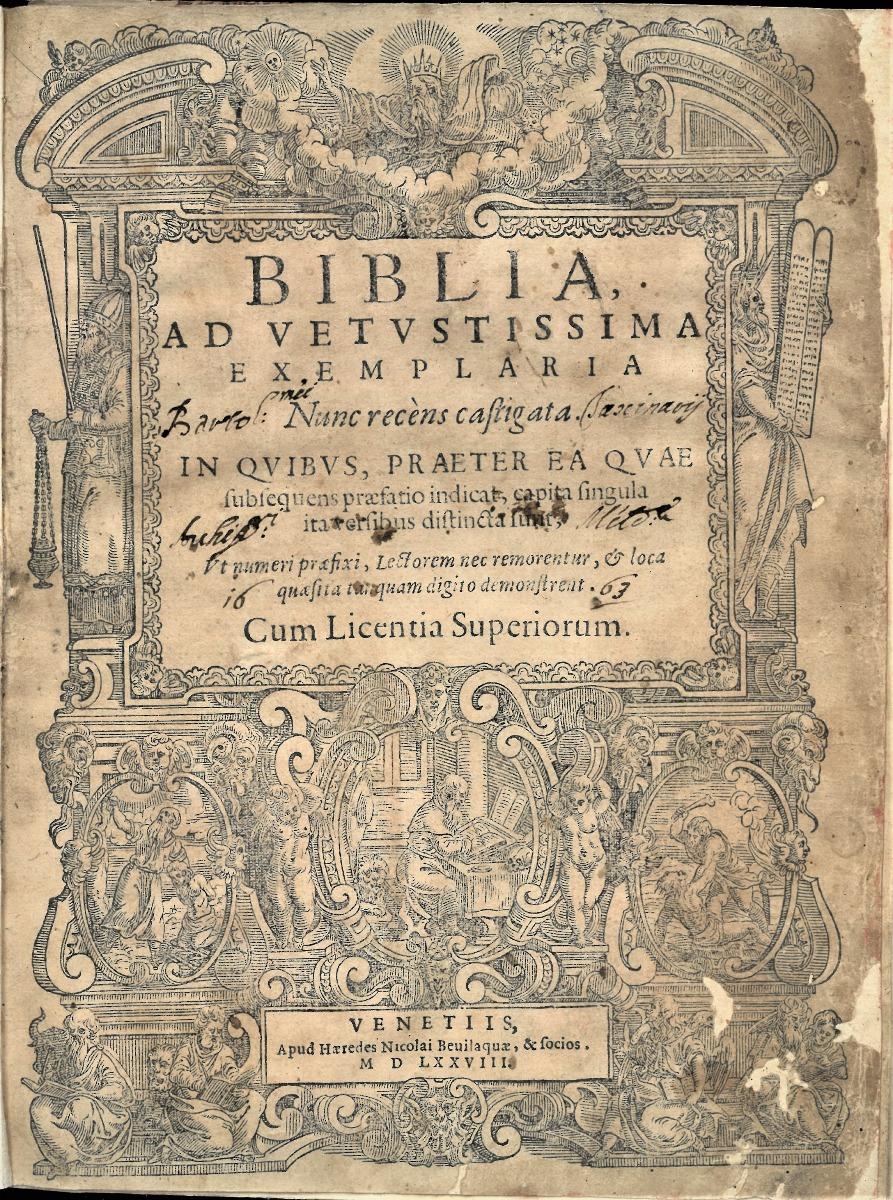 Abebooks Biblia at vetustissima exemplaria nunc recens castigata. In quibus praeter ea quae subsequens praefatio indicat capita singula ita versibus distincta sunt. Cum licentia Superiorum