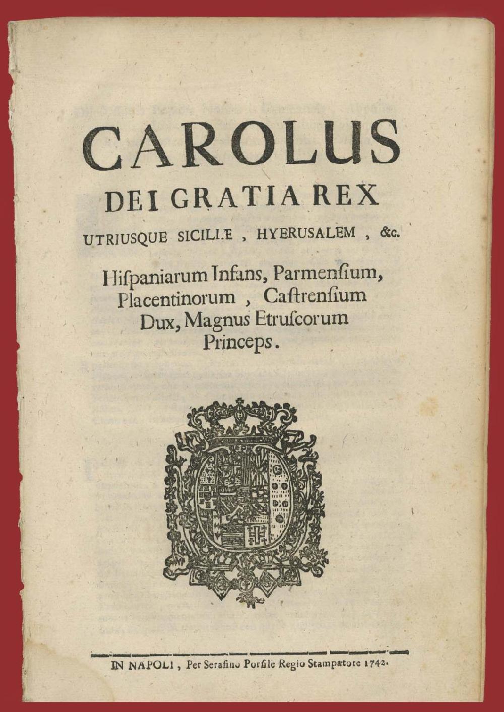 Abebooks Carolus Dei Gratia Rex Editto Baronaggio Regia Dogana Foggia