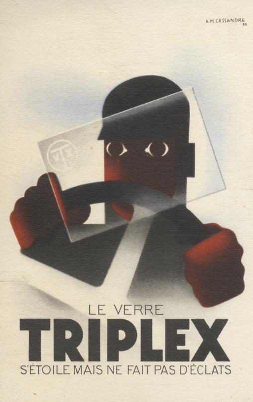 Abebooks Cartolina-buono d'ordine per un preventivo per l'equipaggiamento dell'auto con vetri Triplex illustrata a colori da Cassandre