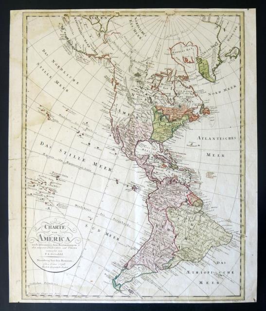 Abebooks Charte von America nach Astronomischen Bestimmungen den neuesten Nachrichten und Charten entworfen von F. L. Güssefeld. Nürnberg bey Homann Erben