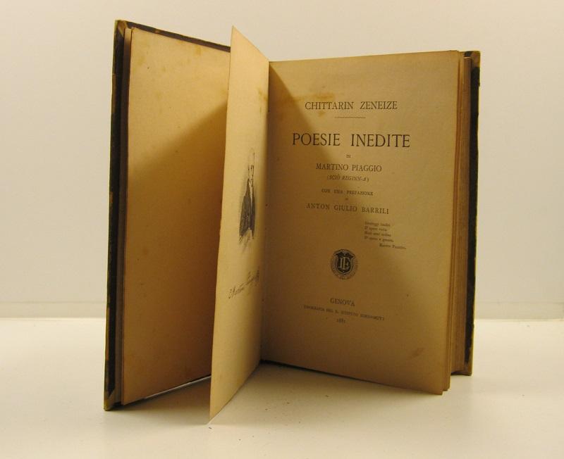 Abebooks Chittarin Zeneize. Poesie Inedite Di Martino Piaggio (scio' Reginn-a) Con Una Prefazione Di Anton Giulio Barrili