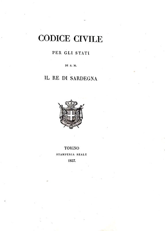 Abebooks Codice civile per gli Stati di S. M. il Re di Sardegna. Torino Stamperia Reale 1837
