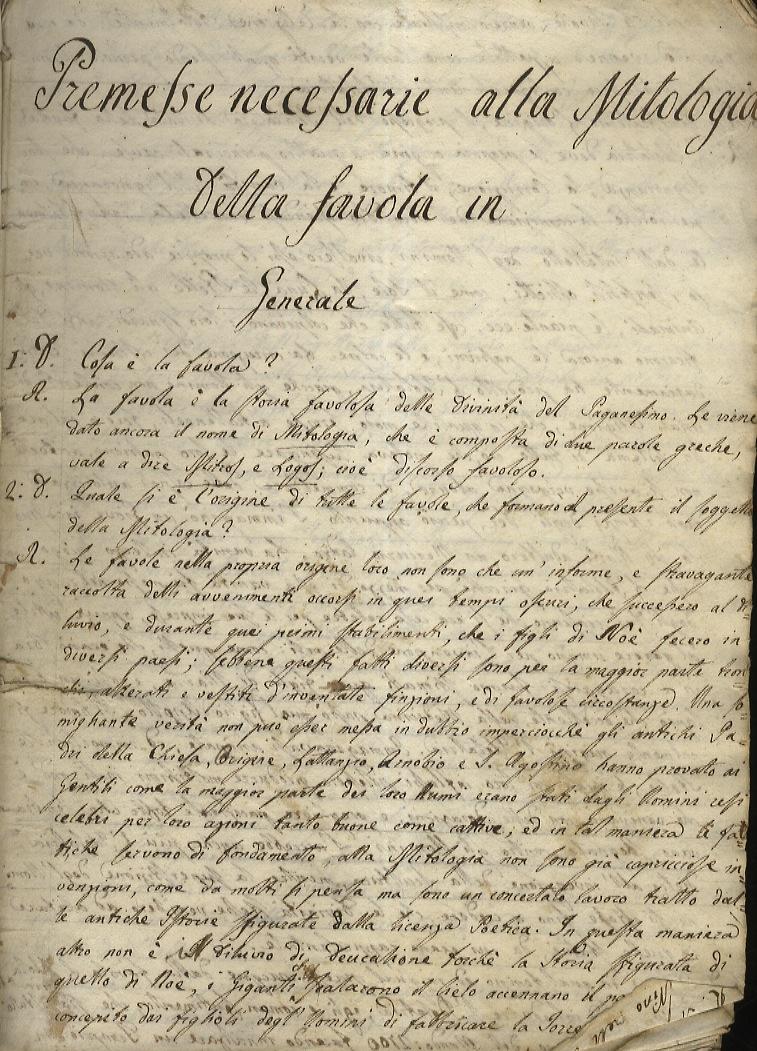 Abebooks COGNIZIONE della Mitologia ossia Favola de' Numi per i giovani della scuola privata diretta dal s. maestro Noè Chiarini. Parte prima. Ad uso di me Giuseppe Iacomini