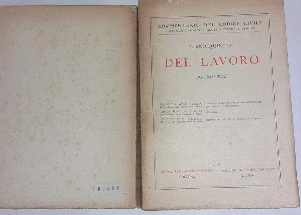 Abebooks Commentario del codice civile. Libro quinto del lavoro Art. 2555-2642