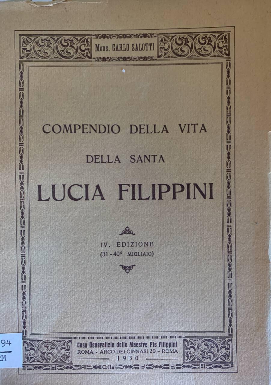 Abebooks Compendio della vita della Santa Lucia Filippini