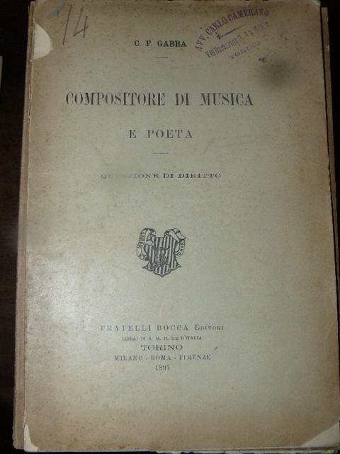 Abebooks Compositore di musica e poeta. Questione di diritto