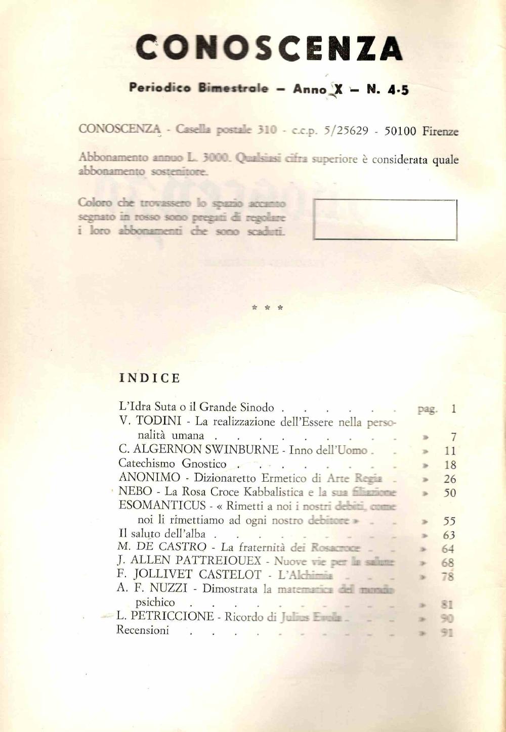 Abebooks Conoscenza. Periodico bimestrale. Anno X. N. 4-5. Luglio-Ottobre 1974