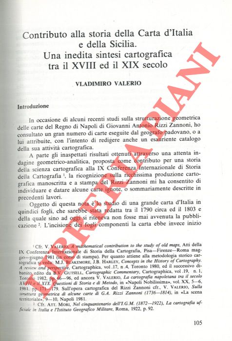 Abebooks Contributo alla storia della carta d'Italia e della Sicilia. Una inedita sintesi cartografica tra il XVIII ed il XIX secolo