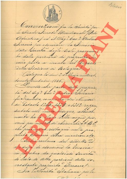 Abebooks Convenzione per esonerare la Ferrovia dalla servitù degli scoli provenienti dalla porzione di proprietà posta a monte del deposito della Stazione di Bologna