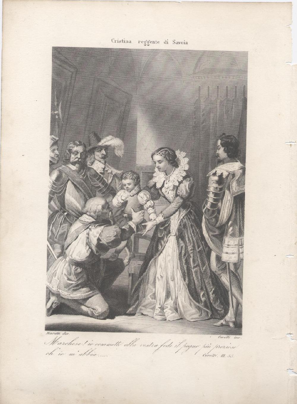 Abebooks Cristina reggente di Savoia - Incisone tratta dal volume "La Stella d'Italia o nove secoli di Casa Savoia 1860-1863" di Pietro Corelli