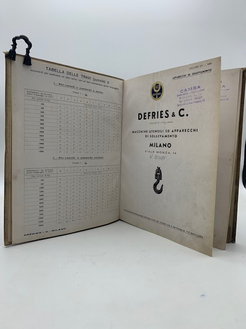 Abebooks Defries & C. Macchine utensili ed apparecchi di sollevamento. Milano. Apparecchi di sollevamento. Volume VII - 1941