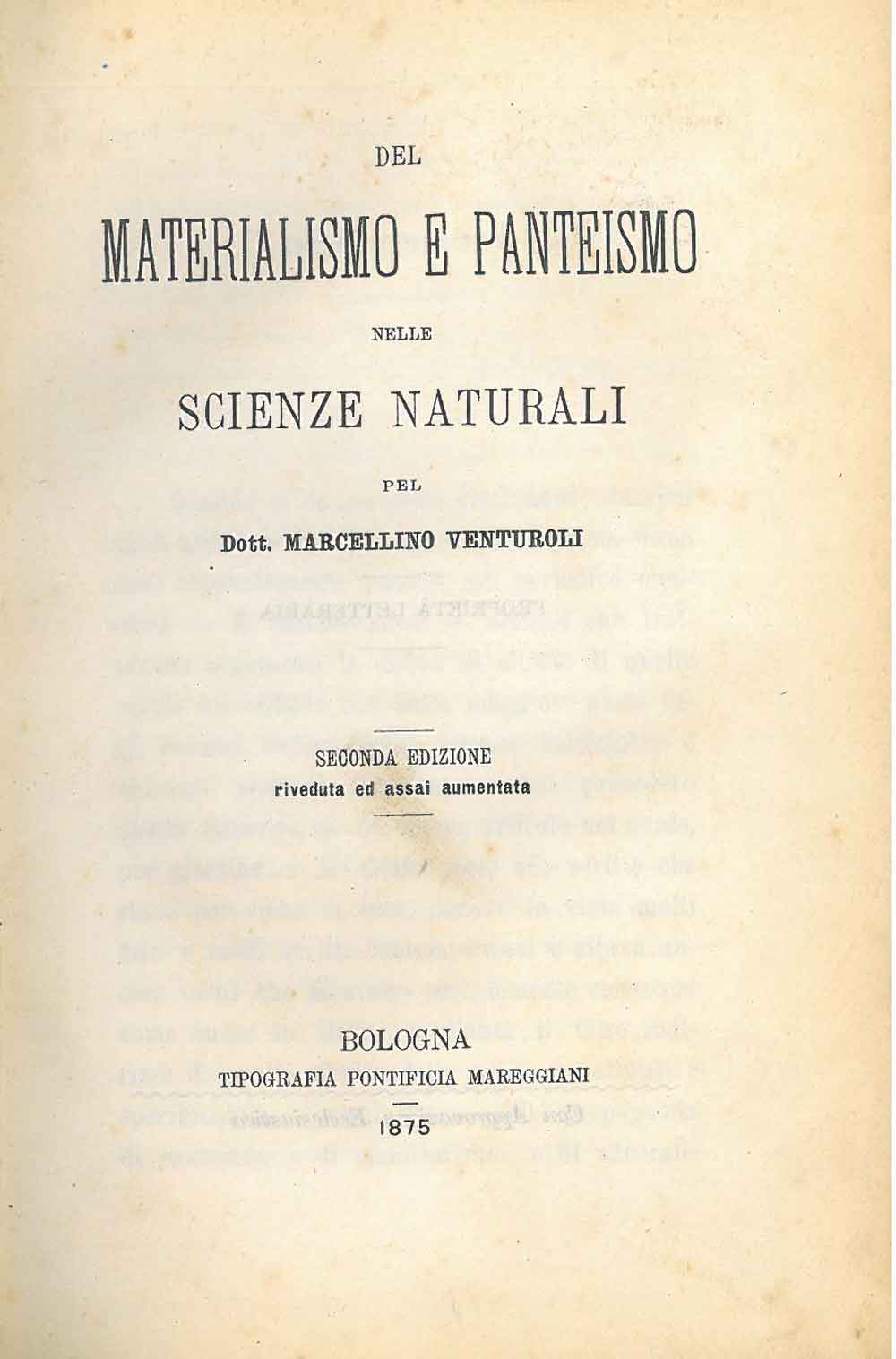 Abebooks Del materialismo e pantesimo nelle scienze naturali. Seconda Edizione riveduta ed assai aumentata