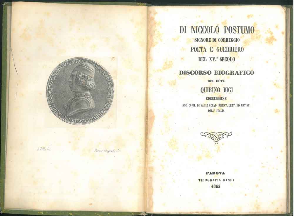 Abebooks Di Niccolò Postumo signore di Correggio poeta e guerriero del 15. secolo : discorso biografico