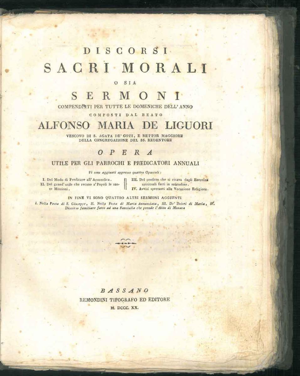 Abebooks Discorsi sacri morali o sia Sermoni compendiati per tutte le domeniche dell'anno. Opera utile per gli parrochi e predicatori annuali