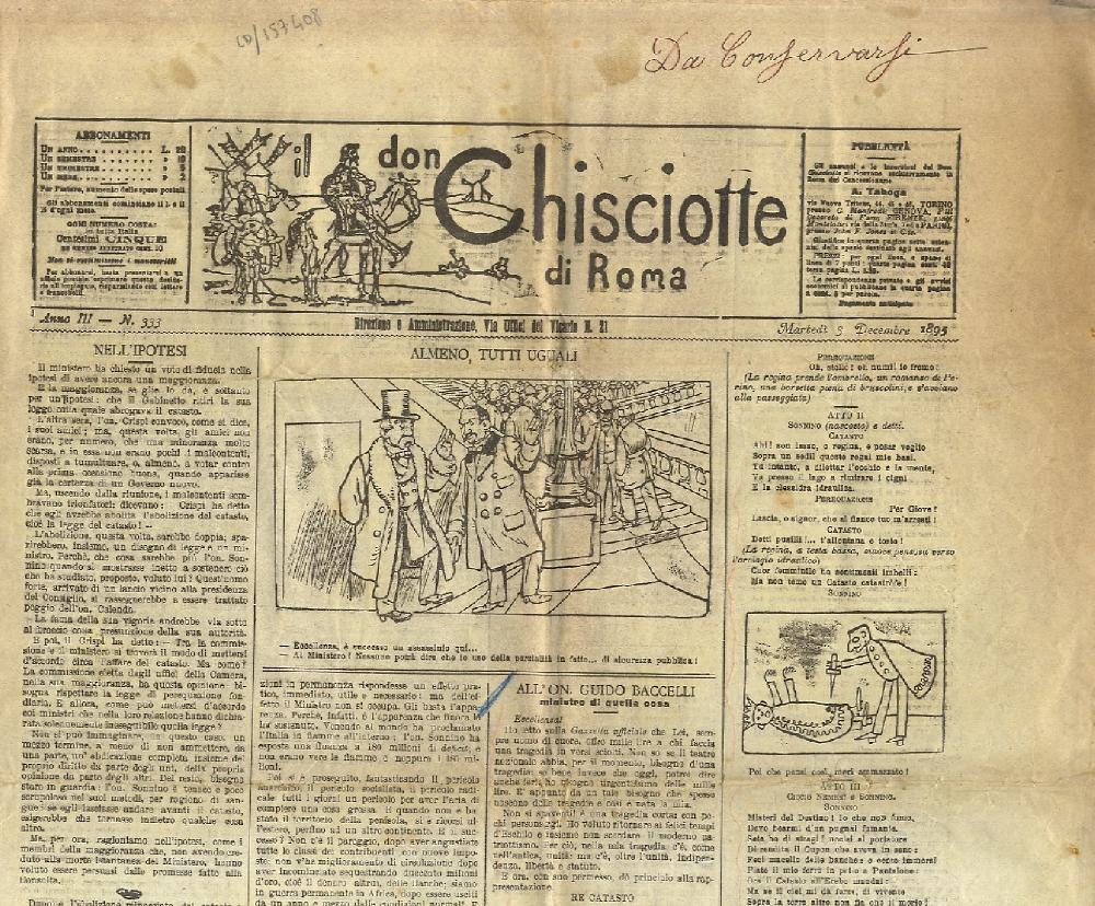Abebooks DON (IL) CHISCIOTTE di Roma. Anno III n. 333. 3 dicembre 1895