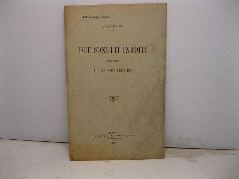 Abebooks Due sonetti inediti attribuiti a Francesco Petrarca