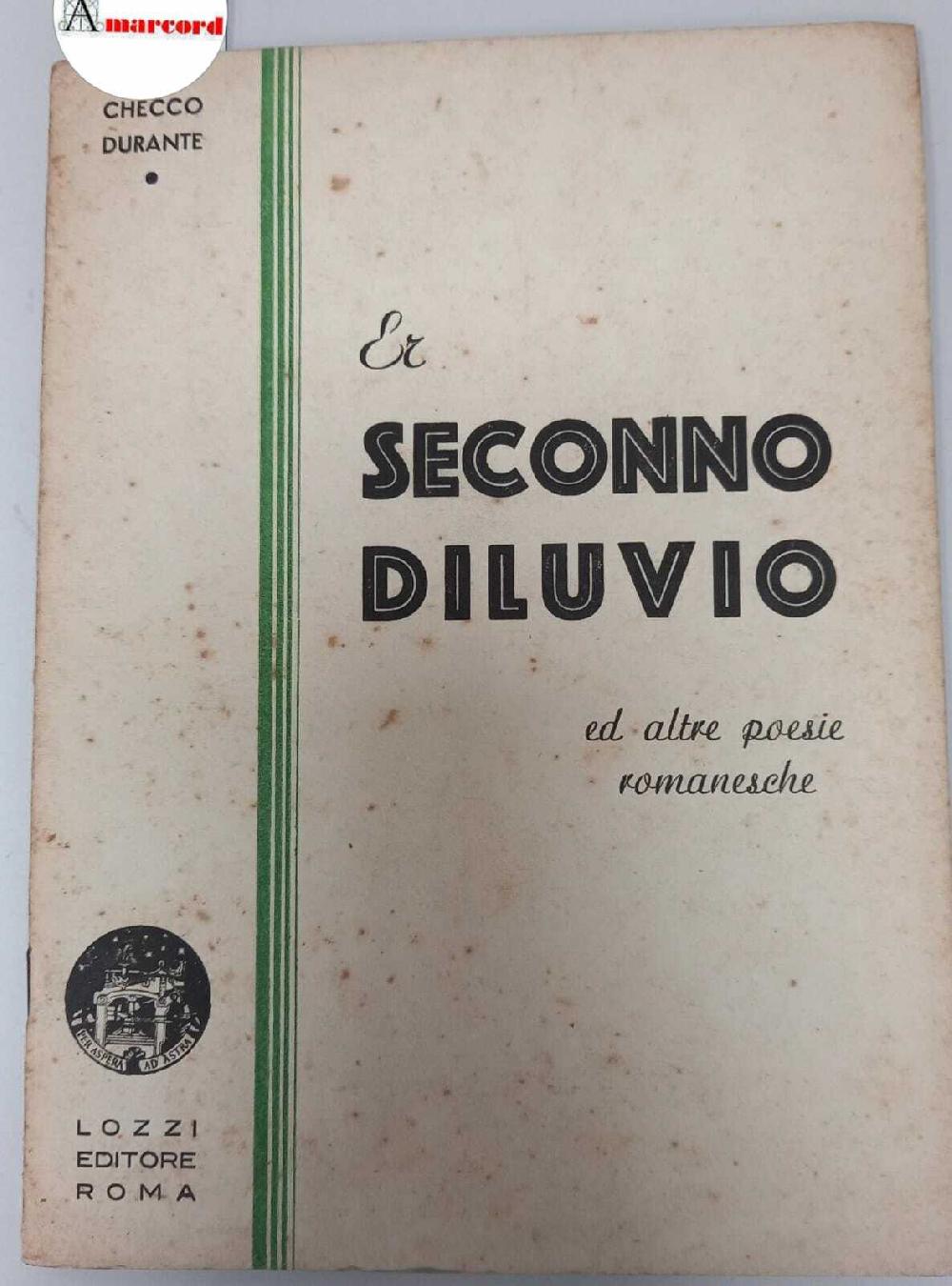 Abebooks Durante Checco Er seconno diluvio ed altre poesie romanesche Lozzi 1945