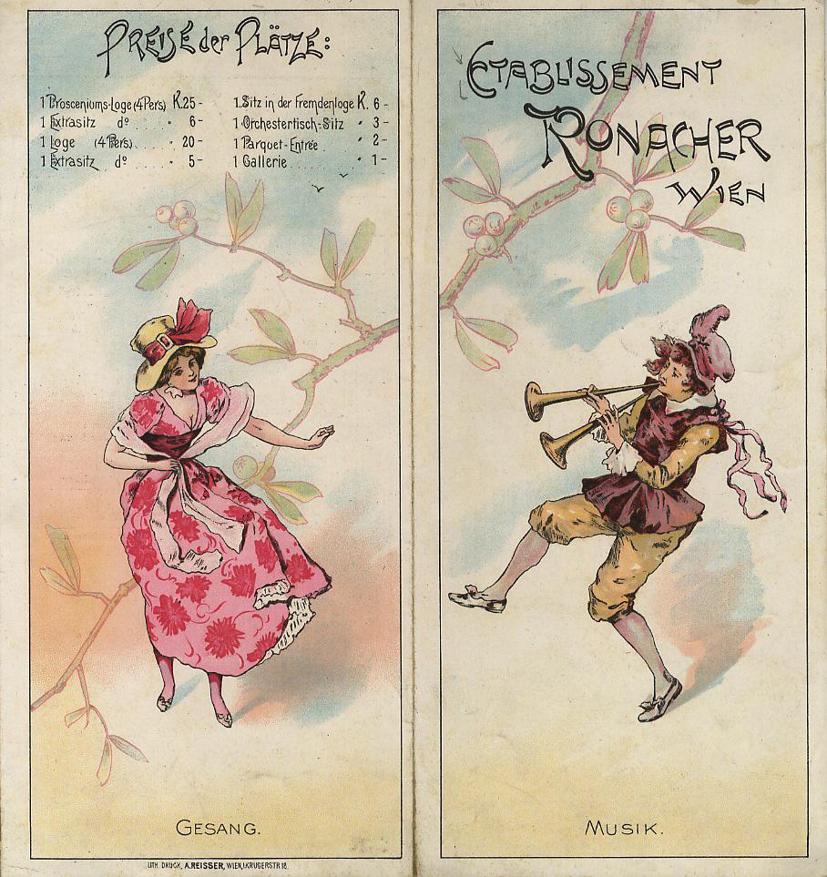 Abebooks ETABLISSEMENT Ronacher. Wien. Musik. Tanz. Gesang