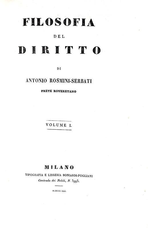 Abebooks Filosofia del diritto. Tipografia e Libreria Boniardi-Pogliani 1841-43