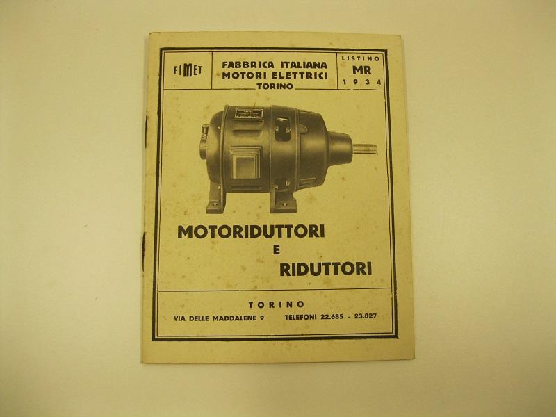Abebooks Fimet. Fabbrica italiana motori elettrici Torino. Listino MR 1934