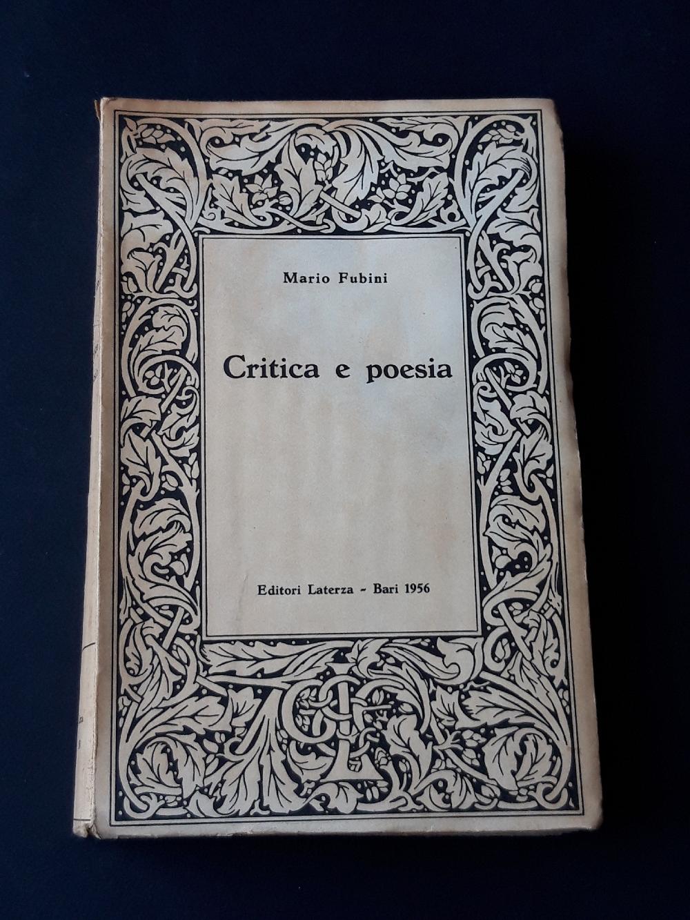 Abebooks Fubini Mario. Critica e poesia. Laterza. 1956-I. Dedica dell'autore
