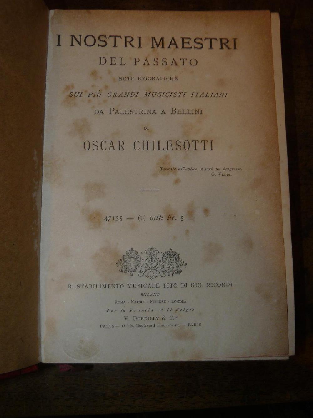 Abebooks I nostri maestri del passato. Note biografiche sui più grandi musicisti italiani da Palestrina a Bellini