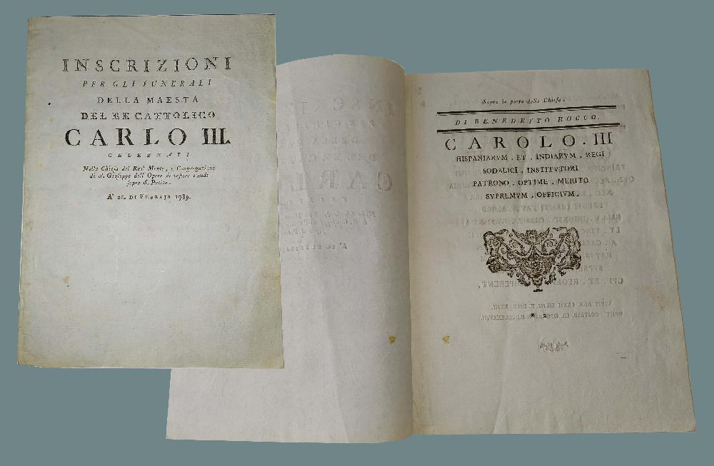 Abebooks INSCRIZIONI PER GLI FUNERALI DELLA MAESTA' DEL RE CATTOLICO CARLO III
