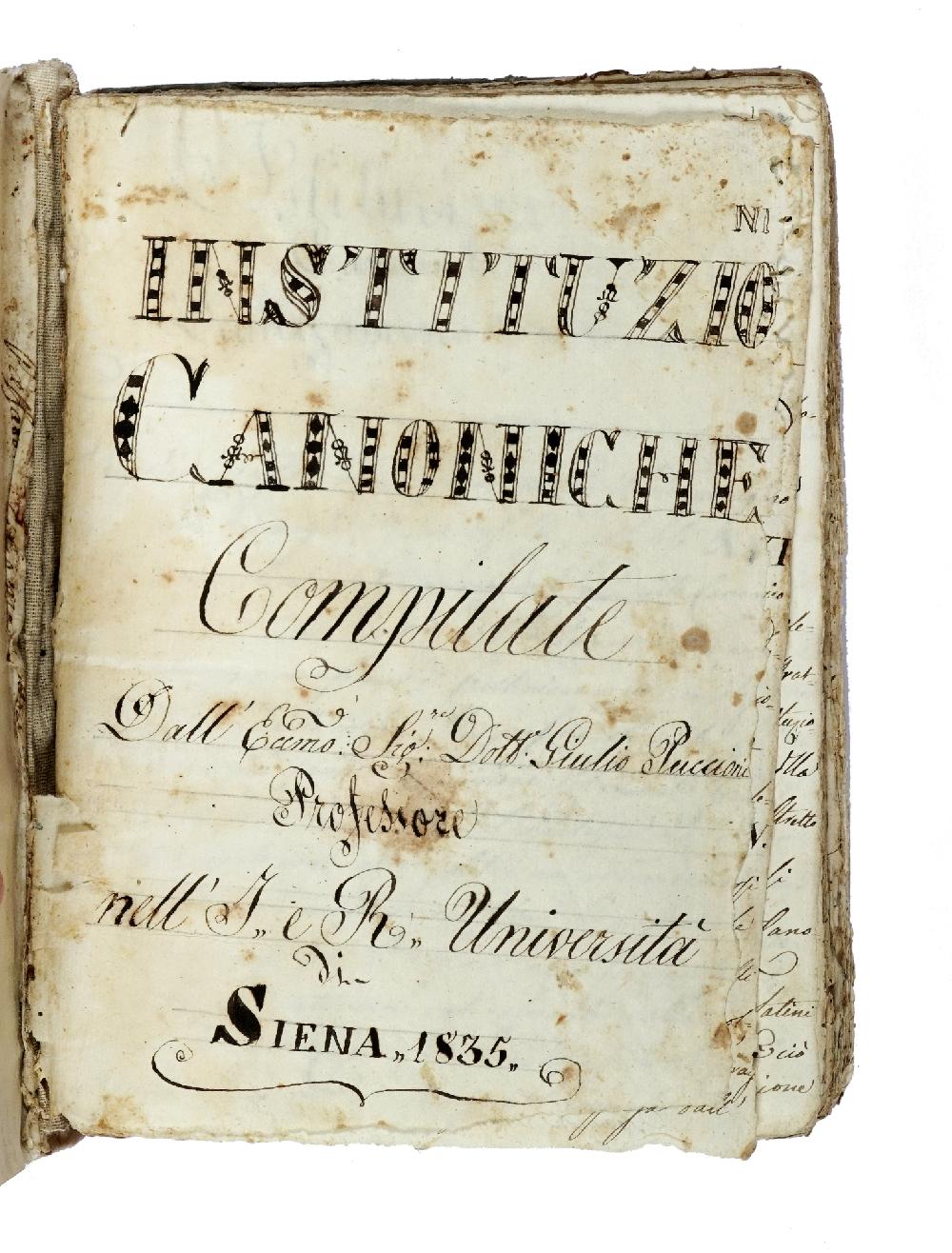 Abebooks Instituzioni canoniche. Compilate dall'Ecc.mo Sig.re Dott.e Giulio Puccioni Professore nell'I. e R. Università di Siena. (Libri I-IV)