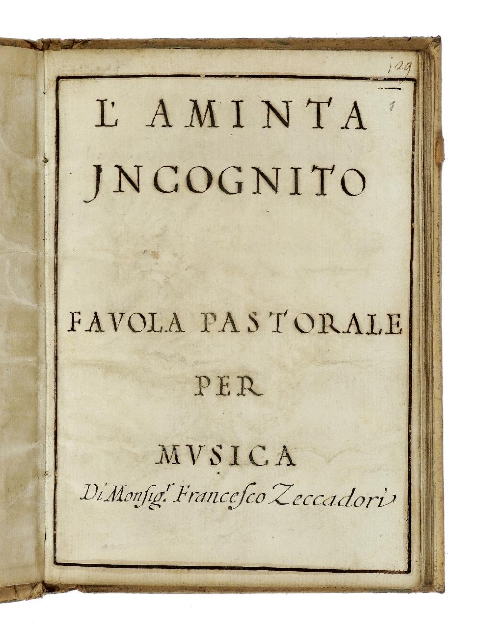 Abebooks L'Aminta incognito. Favola pastorale per musica di Monsig. Francesco Zeccadori