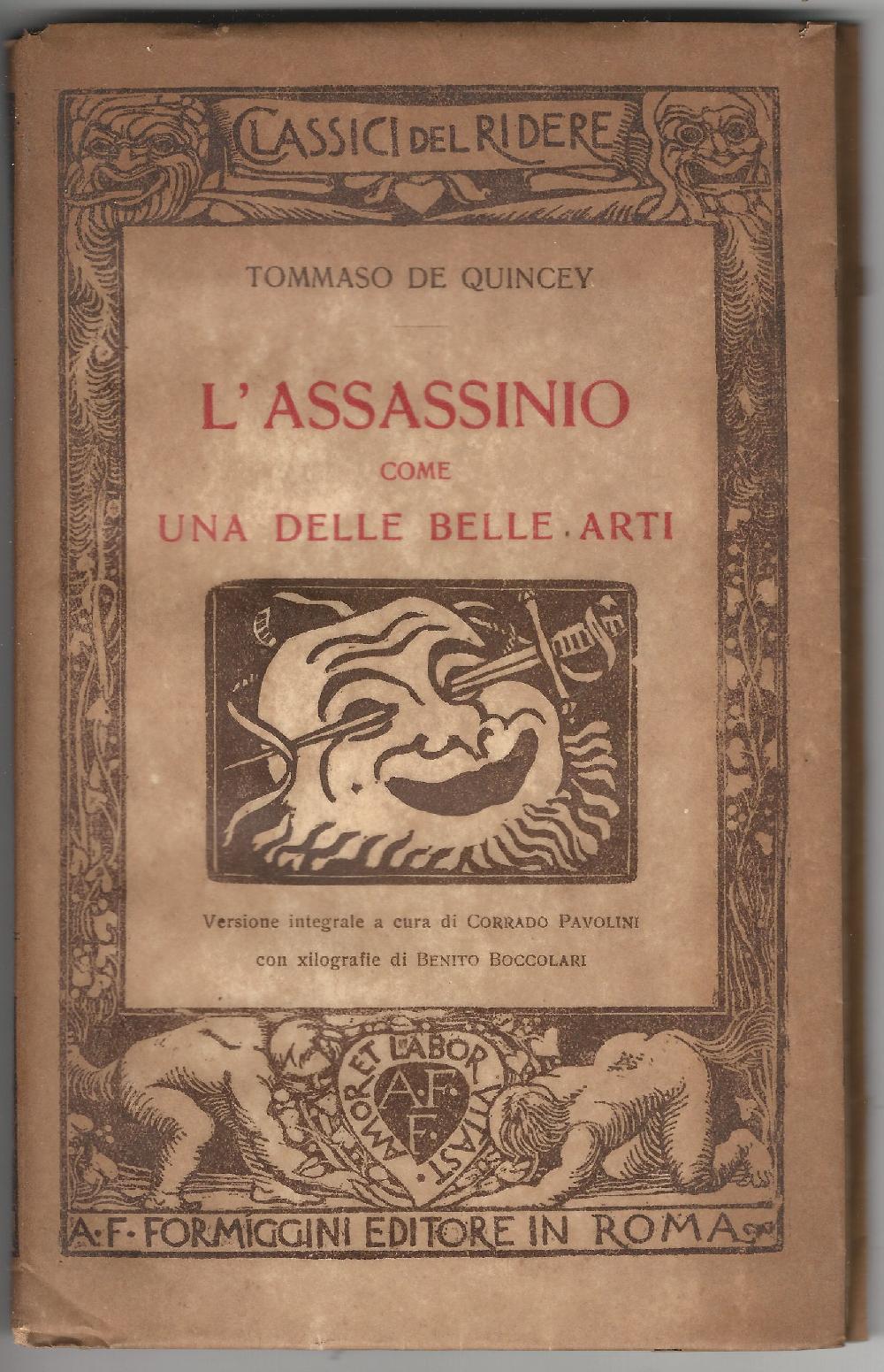 Abebooks L'assassinio come una delle belle arti. Versione integrale a cura di Corrado Pavolini con xilografie di Benito Boccolari