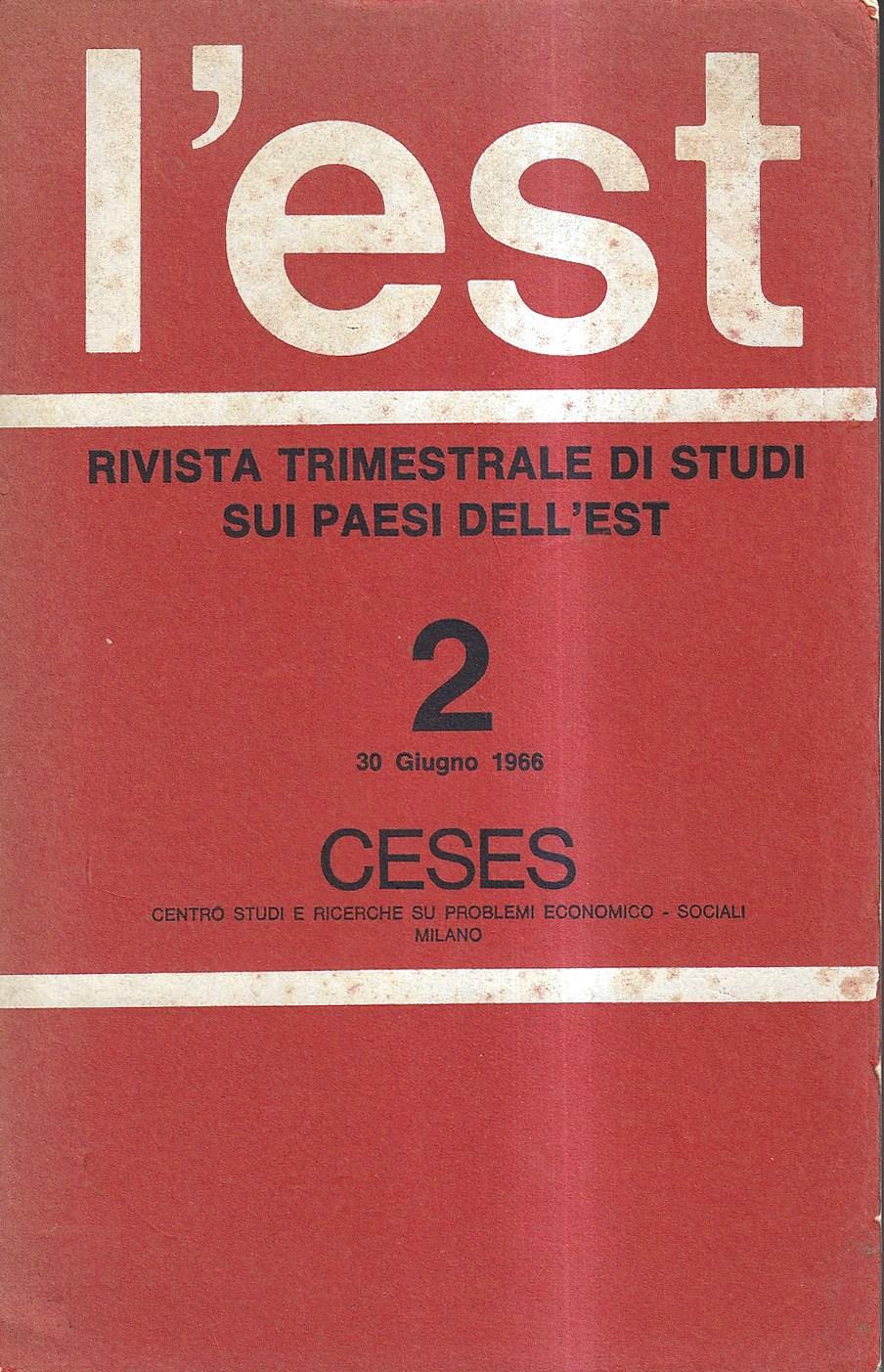Abebooks L'Est. Rivista trimestrale di studi sui paesi dell'Est - n. 2 30 giugno 1966