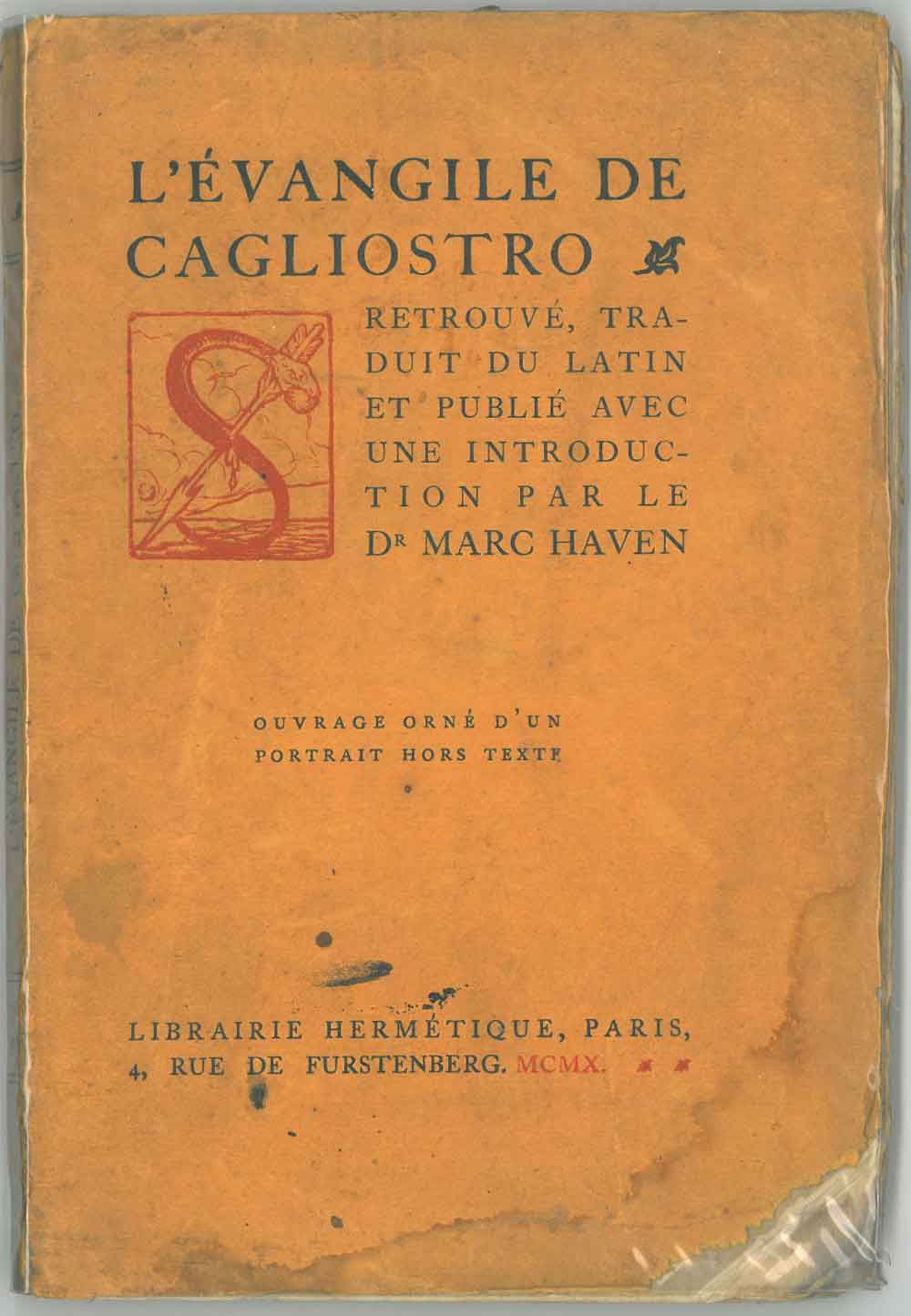 Abebooks L'évangile de Cagliostro retrouvé traduit du Latin et publié avec une introduction par le Dr. MArc Haven