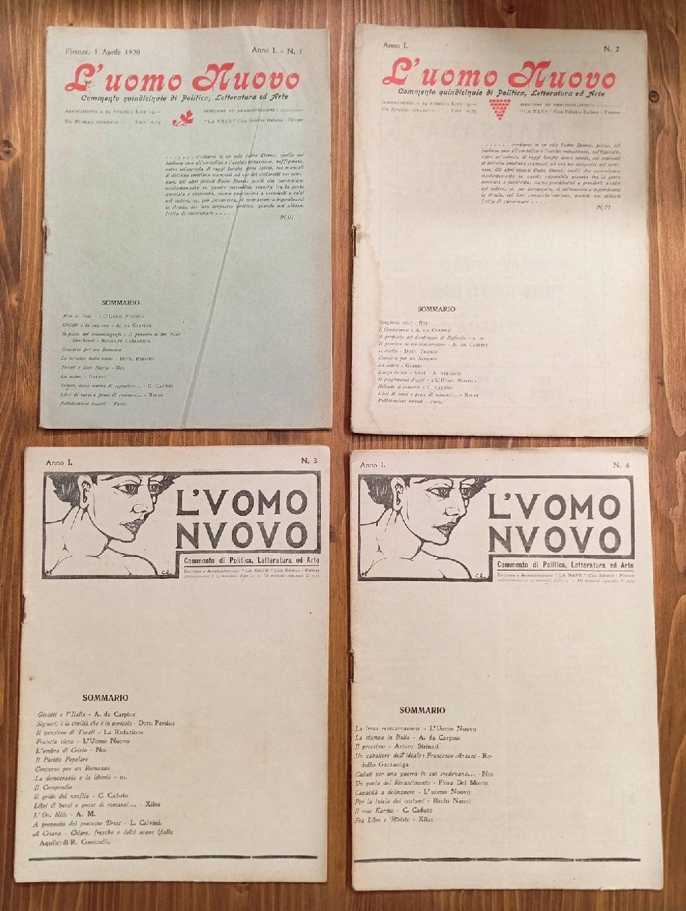 Abebooks L'Uomo Nuovo. Commento quindicinale di politica letteratura ed arte - Anno I nn. 1 - 2 - 3 - 4 (1920)