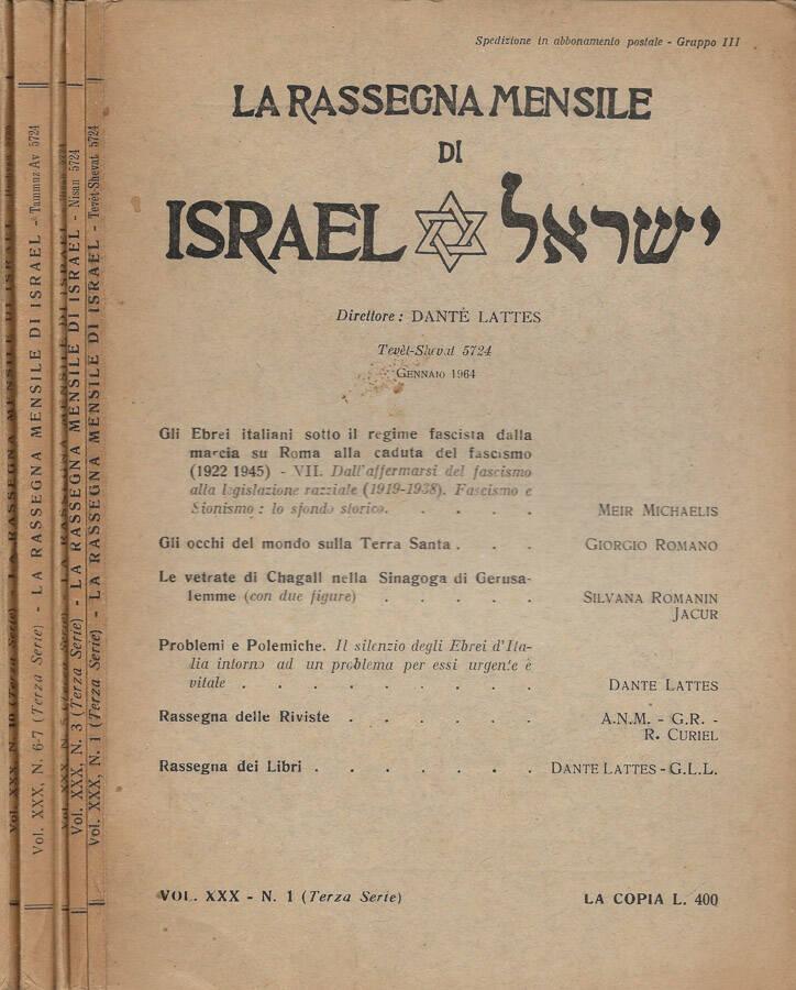 Abebooks La Rassegna Mensile di Israel Anno 1964. Terza Serie. N. 1-3-5-6-7-10