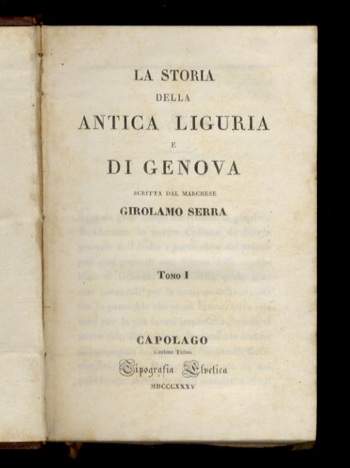 Abebooks La storia della antica Liguria e di Genova. Scritta dal marchese Girolamo Serra. Tomo I [- tomo IV]