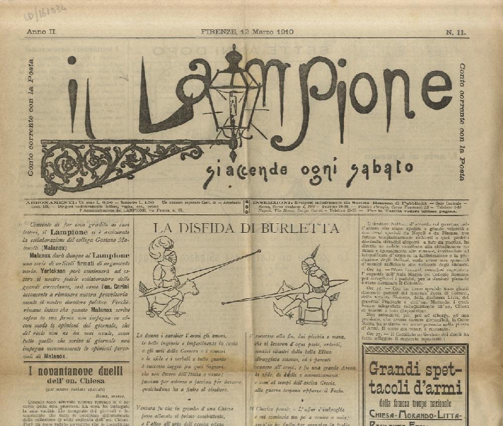 Abebooks LAMPIONE (IL) si accende ogni sabato. Anno II n. 11. Firenze 12 marzo 1910