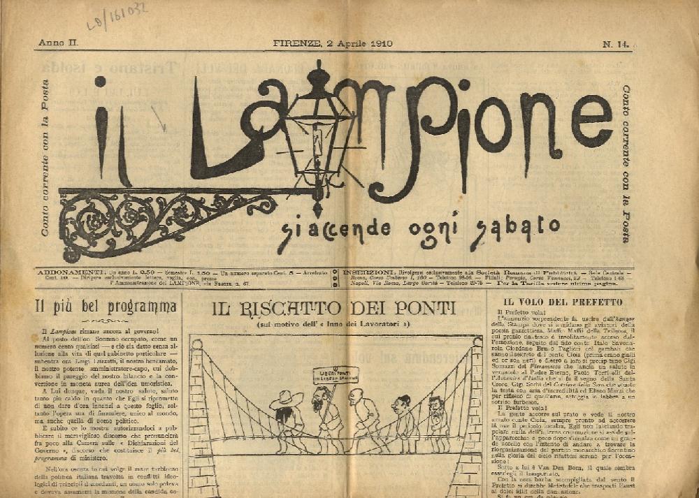 Abebooks LAMPIONE (IL). Si accende ogni sabato. Anno II. N. 14. Firenze 2 aprile 1910