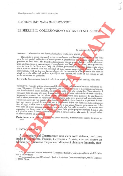 Abebooks Le serre e il collezionismo botanico nel Senese