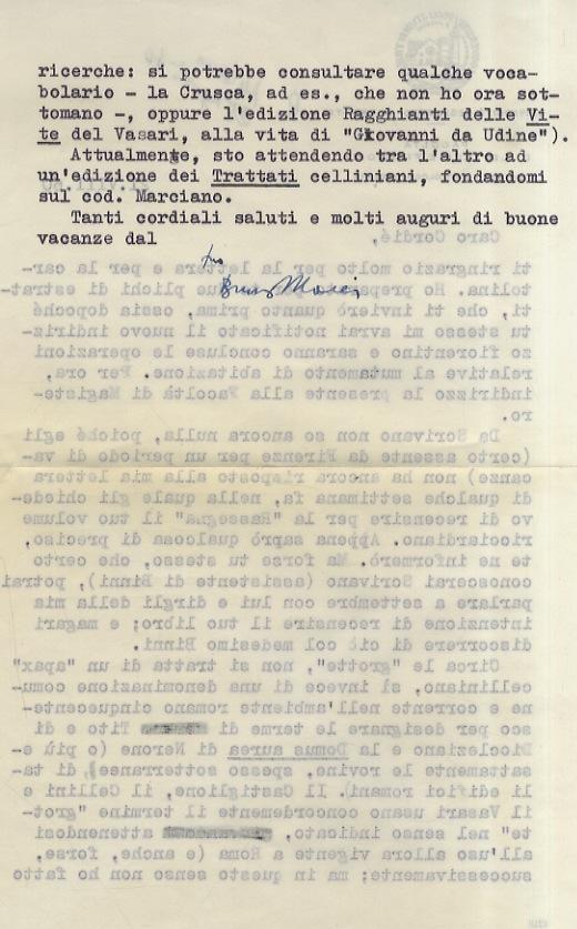 Abebooks Lettera Dattiloscritta Con Firma Autografa Su Due Facciate Su Carta Intestata Università Di Trieste Facoltà Di Lettere E Filosofia. Indirizzata Al Prof. Carlo Cordié Datata 21 Agosto 1960: Verte Intorno Alla Cinquece