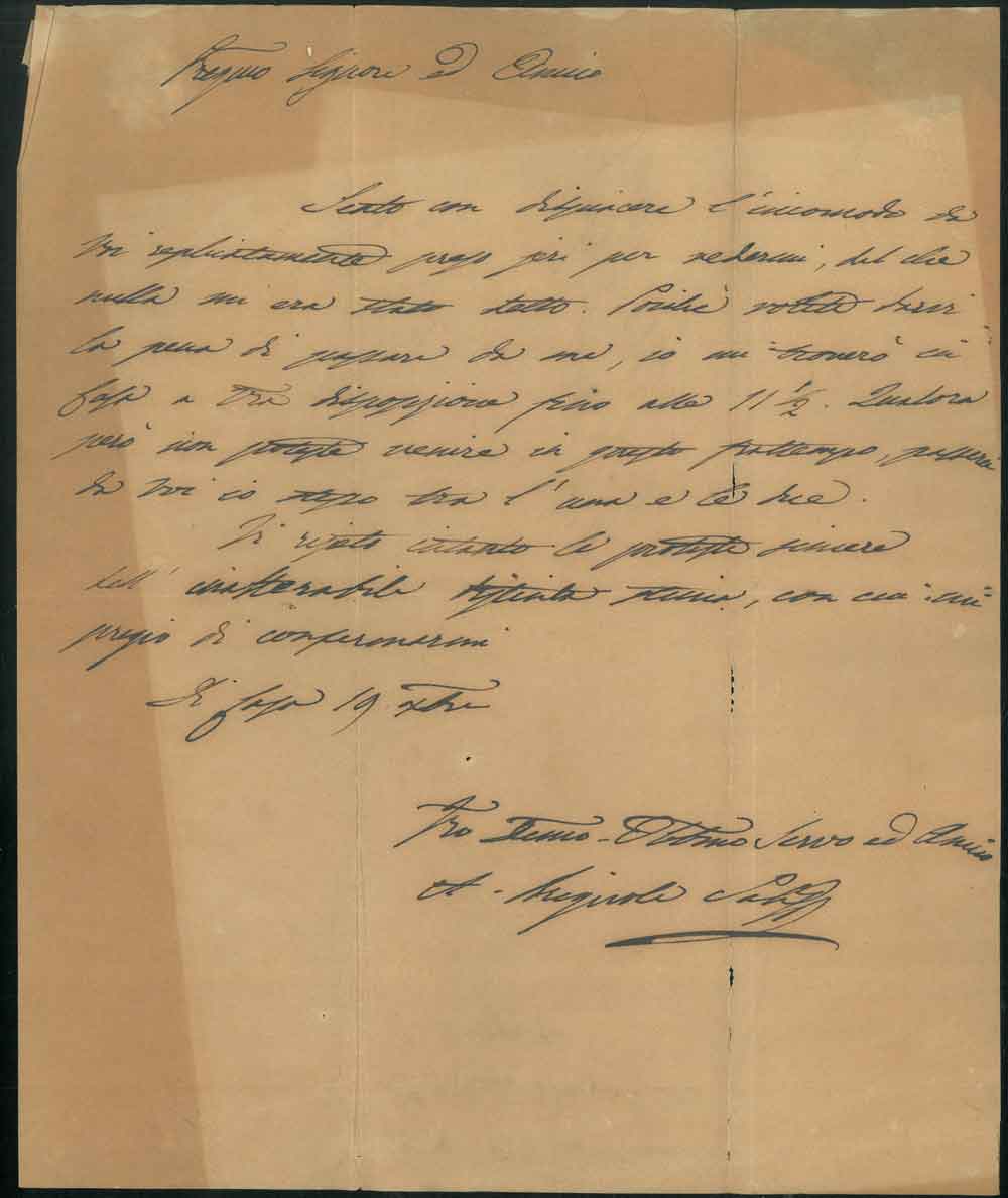 Abebooks Lettera su foglio piegato a metà inviata al marchese Antonio Staglieno