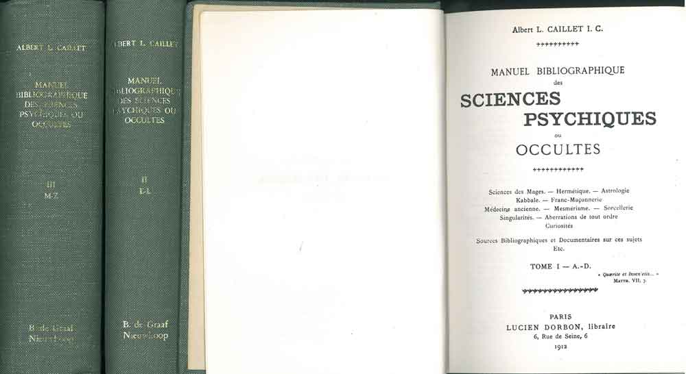 Abebooks Manuel bibliographique des sciences psychiques ou occultes. Paris Dorbon 1912 ma